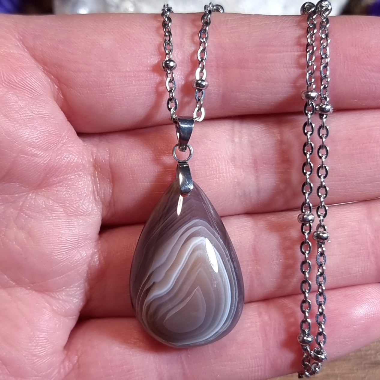 Collar Ágata de Botswana Acero Quirúrgico #2